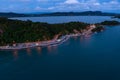 Aerial view twilight sea and landscape of Noen Nangphaya in Chanthaburi, Thailand. - landmark and view point travel beautiful Royalty Free Stock Photo