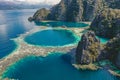 Aerial view of the Twin Lagoon in coron island, Palawan, Philippines Royalty Free Stock Photo