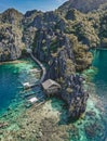 Aerial view of the Twin Lagoon in coron island, Palawan, Philippines Royalty Free Stock Photo