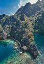 Aerial view of the Twin Lagoon in coron island, Palawan, Philippines Royalty Free Stock Photo