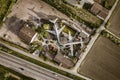 Aerial view of two abandoned airplanes