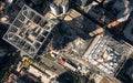 Aerial view of two commercial office buildings under construction in Wuhan, China. Royalty Free Stock Photo