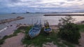 The old fishing boats on the beach