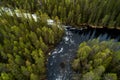 An aerial view of two rivers merge into one Royalty Free Stock Photo