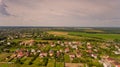 Aerial view of typical European village.