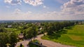 Aerial view of typical European village.