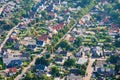 Aerial view of a typical German suburb with detached houses and close neighbourhood, flight with a gyroplane.