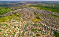 Aerial view of typical residential neighbourhood