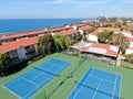 Aerial view of typical south california community condo with tennis court Royalty Free Stock Photo