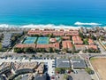 Aerial view of typical south california community condo with tennis court Royalty Free Stock Photo