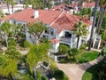 Aerial view of typical Southern California Spanish style residential condo