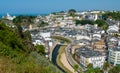 Aerial view of typical spanish town in Asturias, Spain