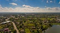 Aerial view of typical Ukrainian village. Royalty Free Stock Photo