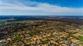 Aerial view of typical village in the early spring. Royalty Free Stock Photo