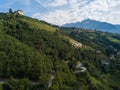 Aerial view on Tyrol Castle in Tirolo near Merano, South Tyrol, Italy