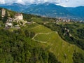 Aerial view on Tyrol Castle in Tirolo near Merano, South Tyrol, Italy Royalty Free Stock Photo