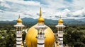 Aerial view of the Ubudiah Mosque at Kuala Kangsar, Perak, Malaysia