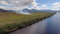 Aerial view of Ucaima wildfire at Canaima National Park