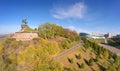 Aerial view on Ufa with Salavat Yulaev monument Royalty Free Stock Photo