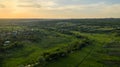 Aerial view of the Ukrainian small village. Royalty Free Stock Photo