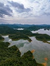 Aerial view of Ulu Kasok Riau tourist attraction, the Raja Ampat wannabe in Riau province, Sumatra island, Indonesia