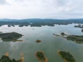 Aerial view of Ulu Kasok Riau tourist attraction, the Raja Ampat wannabe in Riau province, Sumatra island, Indonesia