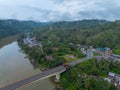 Aerial view of Ulu Kasok Riau tourist attraction, the Raja Ampat wannabe in Riau province, Sumatra island, Indonesia