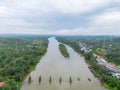 Aerial view of Ulu Kasok Riau tourist attraction, the Raja Ampat wannabe in Riau province, Sumatra island, Indonesia