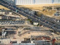 Aerial view of a underconstruction mass transit system