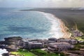 Aerial view of the unfinished hotel on the Atlantic coast. Punta Cana Royalty Free Stock Photo