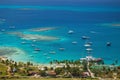 Aerial view of Union Island yacht club lagoon