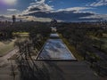 Aerial view of the Unisphere in Flushing Meadows-Corona Park, Queens, New York Royalty Free Stock Photo