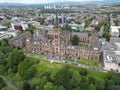 Aerial view of the University of Glasgow and the cityscape in England Royalty Free Stock Photo