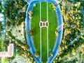 Aerial view of University logo at Main Camus of Stanford Royalty Free Stock Photo