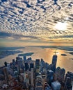 Aerial view of the Upper New York Bay and Lower Manhattan Royalty Free Stock Photo