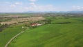 Aerial view of Upper Thracian Plain near town of Asenovgrad, Bulgaria