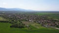 Aerial view of Upper Thracian Plain near town of Asenovgrad, Bulgaria