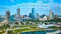 Aerial View of Urban Growth: Skyscrapers and Park with Pavilion in Cityscape Royalty Free Stock Photo