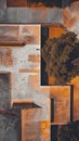 Aerial view of urban rooftop and tree