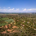 aerial view of an urbanization of country houses with symmetrical streets. Riaza Royalty Free Stock Photo