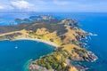 Aerial view of Urupukapuka island in New Zealand Royalty Free Stock Photo