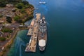 USS Missouri BB-63 and USS Arizona Memorial in Pearl Harbor Ho