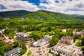 Aerial view of Ustron city on the hills of the Silesian Beskids. Poland Royalty Free Stock Photo