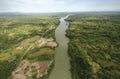 Aerial view of the Usumacinta river surrounded by jungles in Mexico and Guatemala Royalty Free Stock Photo