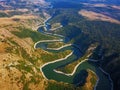 Aerial view of mountain river Uvac in Serbia Royalty Free Stock Photo