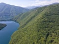 Aerial view of The Vacha Antonivanovtsi Reservoir, Bulgaria