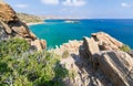 Aerial view on Vai palm beach in Crete island. Day foto Royalty Free Stock Photo