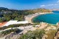 Aerial view on Vai palm beach in Crete island. Day foto Royalty Free Stock Photo