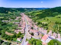 Aerial view of Valea Viilor fortified Saxon Church in Transylvania Royalty Free Stock Photo