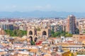 Aerial view of Valencia dominated by Torres de Serranos, Spain Royalty Free Stock Photo